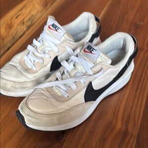 Nike Cream and Black Running Shoes